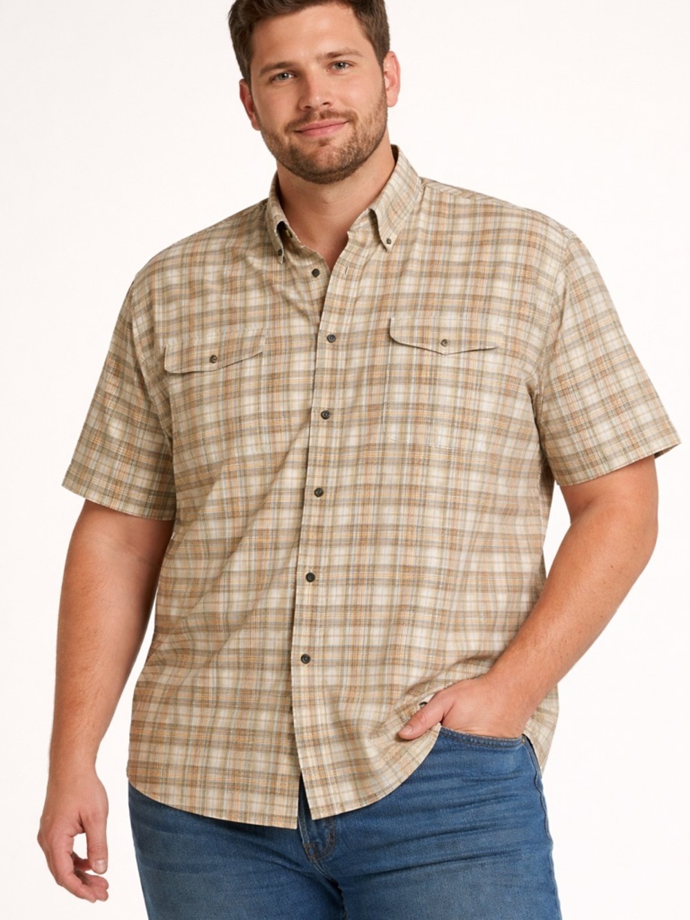 Men's Cabela's Plaid Button-Up Shirt - Size XL - Short Sleeve Amazing Condition
